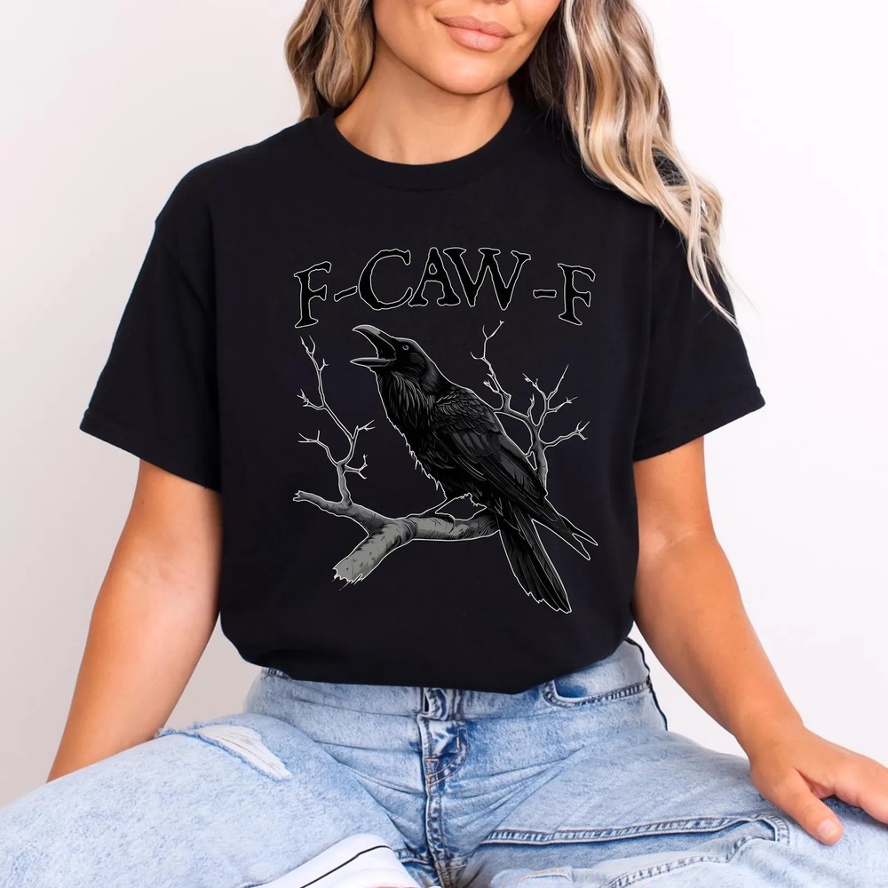 Funny Crow Black T-Shirt  Moonlit Raven Design, Autumn Style